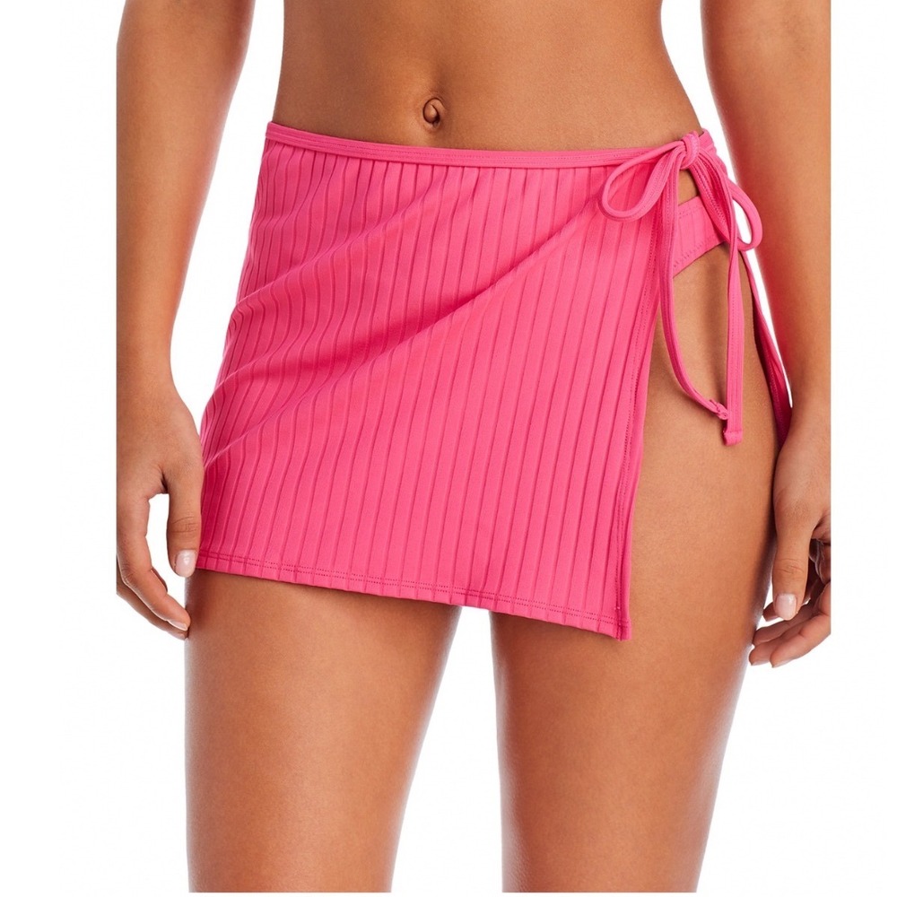 Solid & Striped The Swim Skirt Hot Pink Ribbed Wrap Tie Side OPP-461SR-HP Small